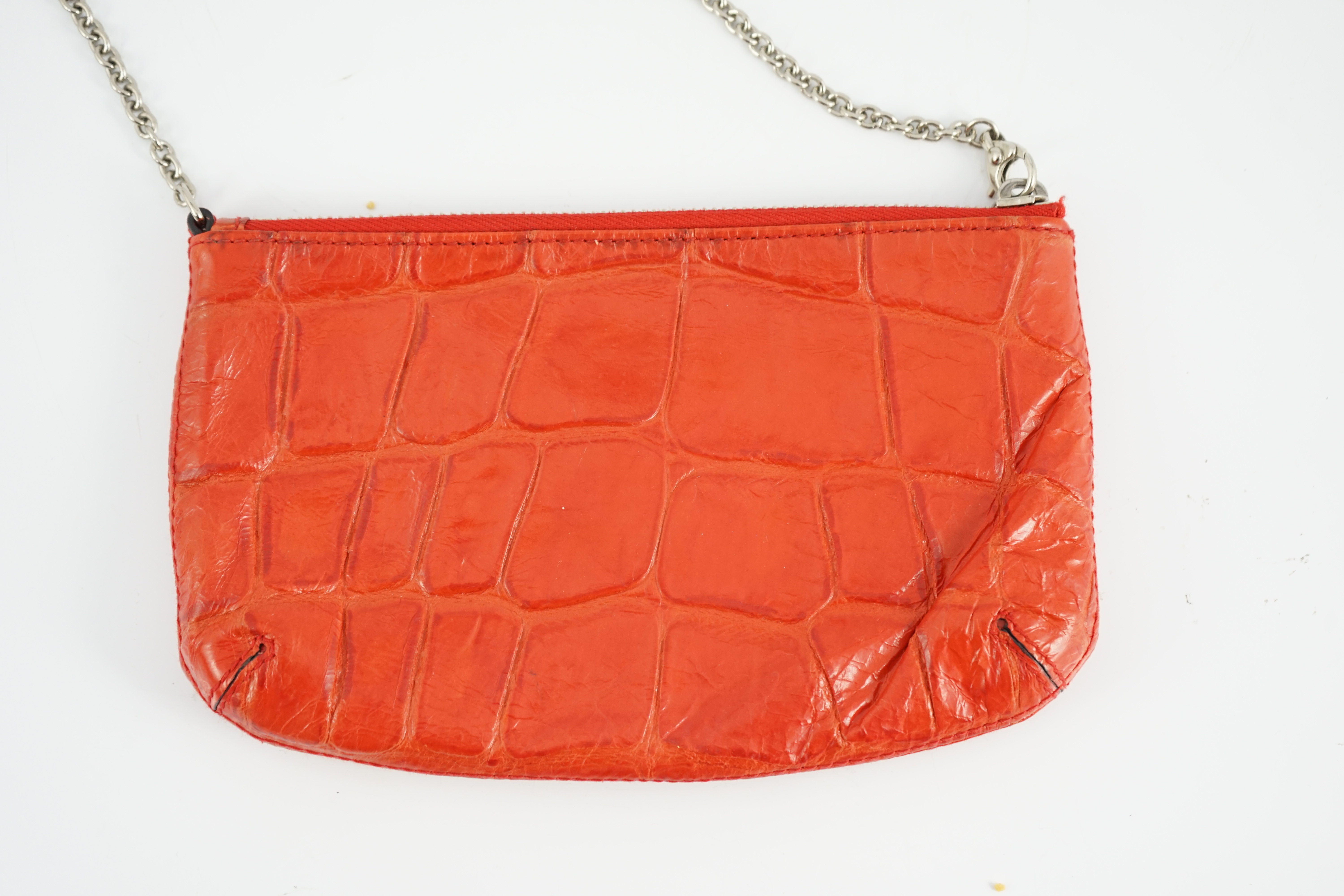 A Mulberry cherry red patent leather Charlie Pouch, width 20cm, height 13cm